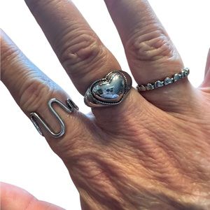 3 Piece Silver Cuff Ring Set